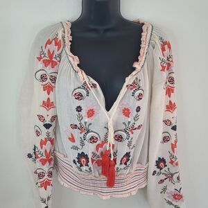 Chelsea & Violet Cream Floral Embroidered Blouse